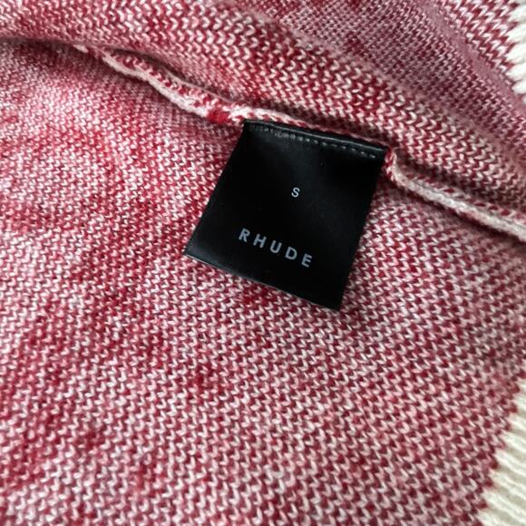 RHUDE: Men's Cream & Red Wool/Cashmere Cardigan - Small - Picture 5 of 6